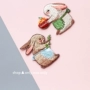 Nhật Bản dễ thương nấu ăn thỏ thỏ trâm huy hiệu thêu vá vá vá - Trâm cài cài áo cao cấp