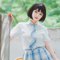 Радужная студенческая юбка в складку, рубашка, белая японская школьная юбка для школьников, короткий рукав