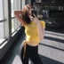 Quần thể thao nữ tay ngắn băng kéo dài Quần lót thể dục gợi cảm thắt lưng Chạy áo thun đào tạo Yoga khô nhanh - Quần áo tập thể hình Quần áo tập thể hình