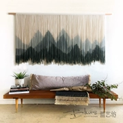 Màu xanh nghệ thuật vuông ins Bắc Âu dệt tay nhuộm tấm thảm phòng khách phòng ngủ nghệ thuật mềm trang trí tấm thảm bạt