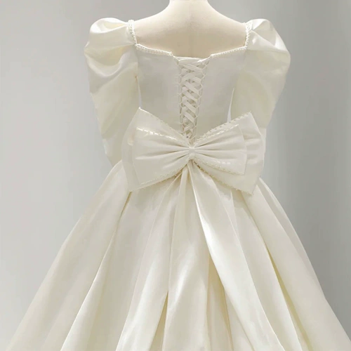 Атласное главное свадебное платье 2022 Новая невеста высокая текстура Французский тяжелый рабочие роскошное дворец Винт Дверь