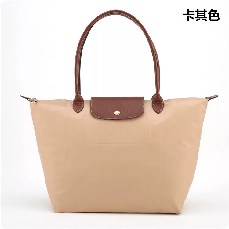 Khaki [Medium]summer commute France classic Dumplings female nylon Tote Bag portable The single shoulder bag package female high-capacity Longxiang bag