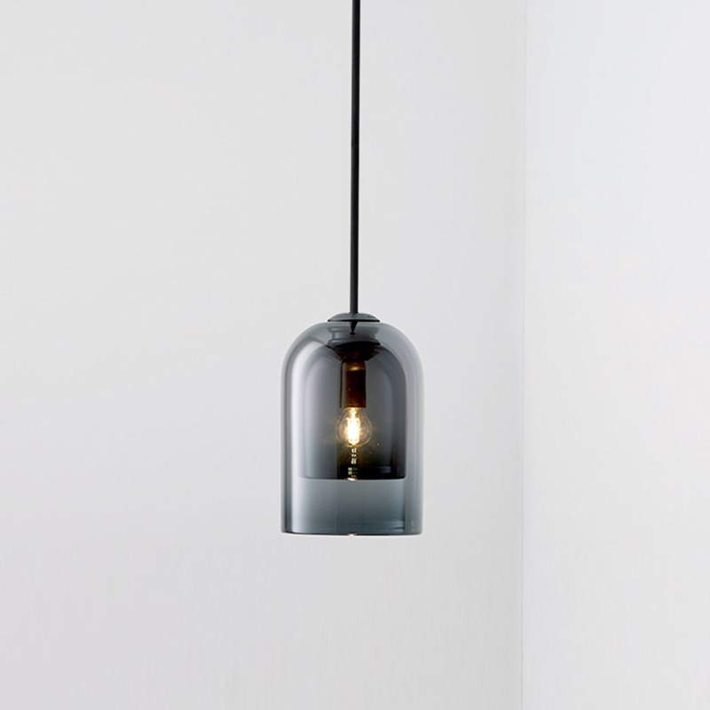 black pendant light with glass shade