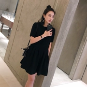 MIUSY 2019 hè mới xu hướng khí chất của phụ nữ là váy mỏng màu đen retro kiểu dáng Hồng Kông - Váy eo cao