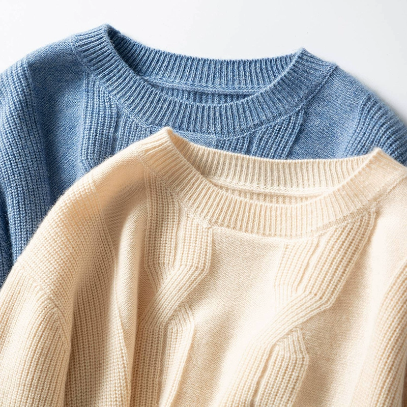 Áo len cashmere nam mùa thu và mùa đông mới cổ tròn hàng rào rộng rãi áo len dày thanh niên kinh doanh dệt kim cơ sở áo len - Áo len Cashmere