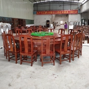 Nhà máy nội thất gỗ gụ Gulongju trực tiếp nhà hàng câu lạc bộ nhà hàng điện bàn xoay tròn bàn ăn gỗ hồng mộc bàn ăn và ghế - Bộ đồ nội thất