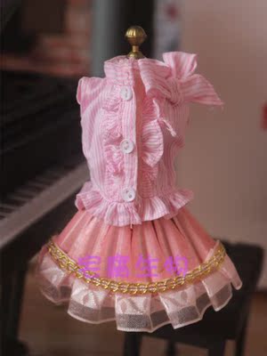 taobao agent Pink striped lace bows, European style top OB27 Xinyi Jenny Barbie BJD special MMK baby jacket