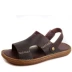 Giày da bò đế xuồng nam chống trơn trượt da mềm đáy mềm thường sử dụng kép mùa hè lớp da bò đi biển dép da - Sandal Sandal