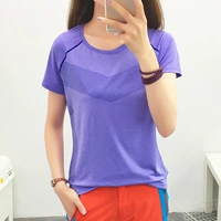 Thể thao t-shirt nữ cổ áo màu sắc phù hợp với quần áo khô nhanh ngắn tay ngoài trời mùa hè chạy thể dục quần áo giản dị áo thun tập gym nam
