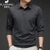 Rich Bird Mulberry Silk Áo phông dài tay Nam giới Kinh doanh Mùa thu / Đông Giản dị Băng Lụa ve áo T-shirt Tơ lụa Polo ao khoac nam Suit phù hợp