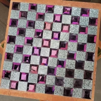 Фиолетовый зеркальный край + серебряный бриллиант