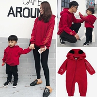 Детский осенний пуховик для новорожденных, красная утепленная толстовка, семейный стиль, коллекция 2021