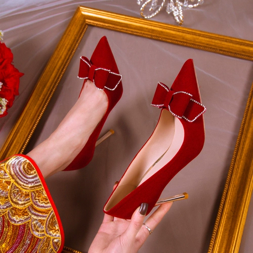 Свадебные туфли, весенняя бордовая обувь на высоком каблуке, тренд сезона