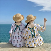 Chị em gái mặc váy dài mùa hè mới sinh viên Hàn Quốc tay ngắn buông lơi cô gái nhỏ tươi đầm - Sản phẩm HOT