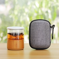Du lịch di động ngoài trời Kung Fu bộ trà tách trà hoa ly thủy tinh với túi lưu trữ di động - Trà sứ bình trà inox