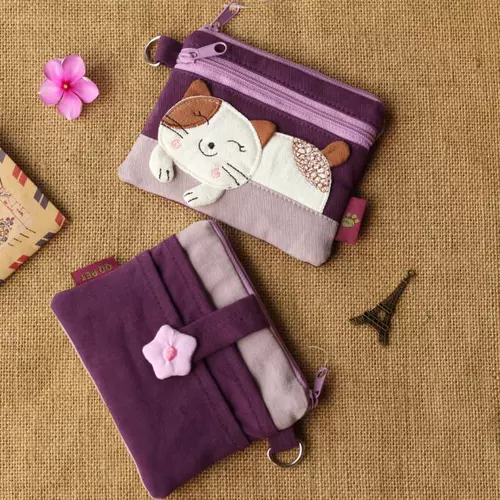 Мультяшная ткань, милая небольшая сумка, кошелек, маленькие монеты, сумка для хранения, ключница с молнией, в корейском стиле