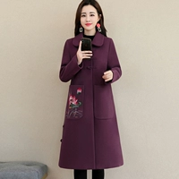 Áo khoác nữ phong cách Trung Quốc trong phần dài Áo khoác len cổ điển 2019 mới mùa xuân và mùa thu hoang dã ban đầu của phụ nữ - Trung bình và dài Coat áo khoác nữ cao cấp