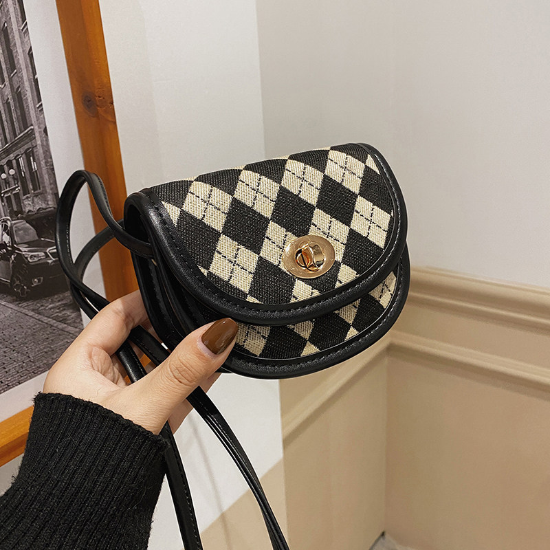 Checkerboard Saddle Crossbody Shoulder Bag main image 0