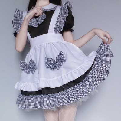 taobao agent Two -dimensional cosplay Japanese red sexy cat maid dress anime role -playing set of black and white maid suit