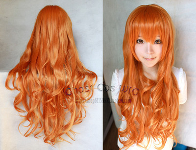 taobao agent Bakery COS orange -red 80cm long roll face wig, One Piece Nami after two years/death of death chrysanthemum