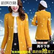Mùa thu đông 2018 của phụ nữ phiên bản Hàn Quốc mới của áo khoác len dày ấm áp Áo khoác len cổ tròn dài - Áo khoác dài