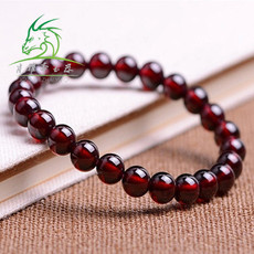 Украшения на руку 肖雅斋 天然玉石石榴石手链8mm手串 男女款紫牙乌圆珠手链