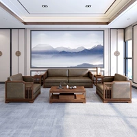 После нового китайского кожаного дивана из китайского кожа, современный легкий роскошный Zen Office Hotel Гость вилла модельная комната мебель