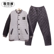 Bộ đồ ngủ nam Nicole mùa thu mùa đông Beibei Velvet Quần áo bóng chày dày ba lớp dày đặc Bộ đồ nhà N78F5102