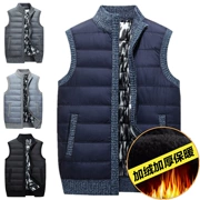 Mùa thu và mùa đông nam cotton vest áo len áo len vest len ​​cộng với nhung dày rộng kích thước lớn ấm áp vest