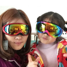 POLISI儿童滑雪镜护目骑行玩雪成人能卡近视镜片双层防雾滑雪眼镜
