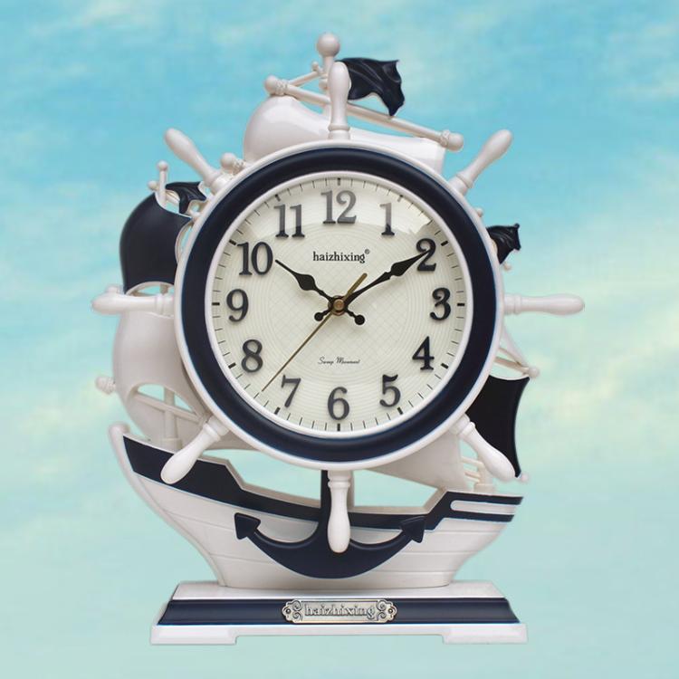 新しい順風満帆リビングルーム時計ヨーロッパスタイルの帆走時計飾りファッションシンプルな時計操舵手デスクトップ時計