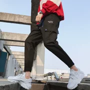 Đầu thu mới phong cách Hàn Quốc sang trọng quần dụng cụ nam xu hướng Velcro chân quần học sinh lỏng quần Harlan giản dị