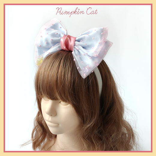 Hair Band - Blue Pink (One)【 Slow mass 】 Pumpkin cat Candy Boxes lovely Gift box Headwear hair hoop Small things Neck ring KC
