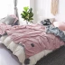 in sọc nhấn chăn màu cashmere Bunny chăn mền kép cô gái ngủ sofa Giải trí giường đơn 1,5m - Ném / Chăn Ném / Chăn