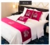 Phong cách châu Âu thiên nga màu ánh sáng sang trọng đám cưới khách sạn giường cờ khăn đầu giường và khăn trải giường giường và bữa sáng tùy chỉnh cao cấp drap phủ giường Khăn trải giường