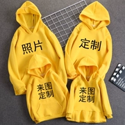 Màu vàng cộng với áo hoodie nhung ảnh album cha mẹ trẻ em đồng phục sân vườn đồng phục
