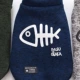 Fish Bone Sweater-Uutumn и зимний пуговица-синий