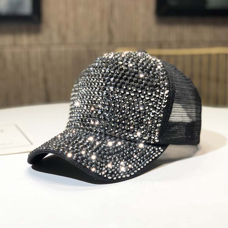 NET Hat & BlackHat female rhinestone personality peaked cap Spring and autumn days fashion Baseball cap Korean version Versatile tide summer manual Inlaid diamond Internet celebrity
