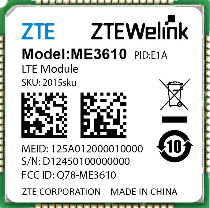 ο  : ZTE ME3610 V1B J1A 4G LTE FDD CAT.1  LCC 