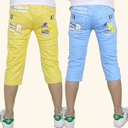 Quần áo trẻ em boy denim cắt quần bé trai quần short bé thời trang quần trong trẻ em lớn của quần quần ống túm cotton Han Chao