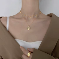 Золотое ожерелье из нержавеющей стали, ретро цепочка до ключиц в стиле хип-хоп, аксессуар, европейский стиль