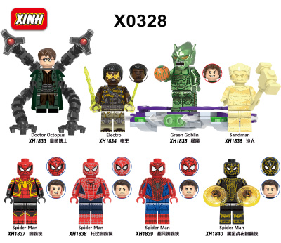 taobao agent Xinhong X0328 Spider -Man Green Demon Electric Light Man Sandman Dr. Toby Octopus Datoma assembled building blocks X1863