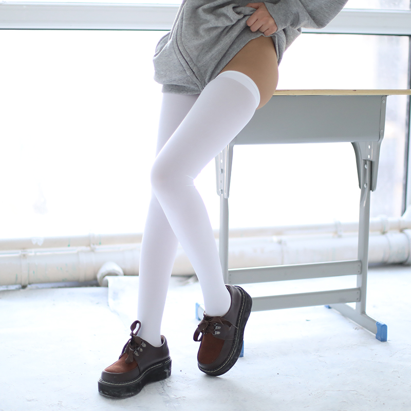 Pure White2 double free shipping white velvet Super long Knee socks COS spring and autumn Thigh socks reach thigh root Gao Mei Tile 80CM