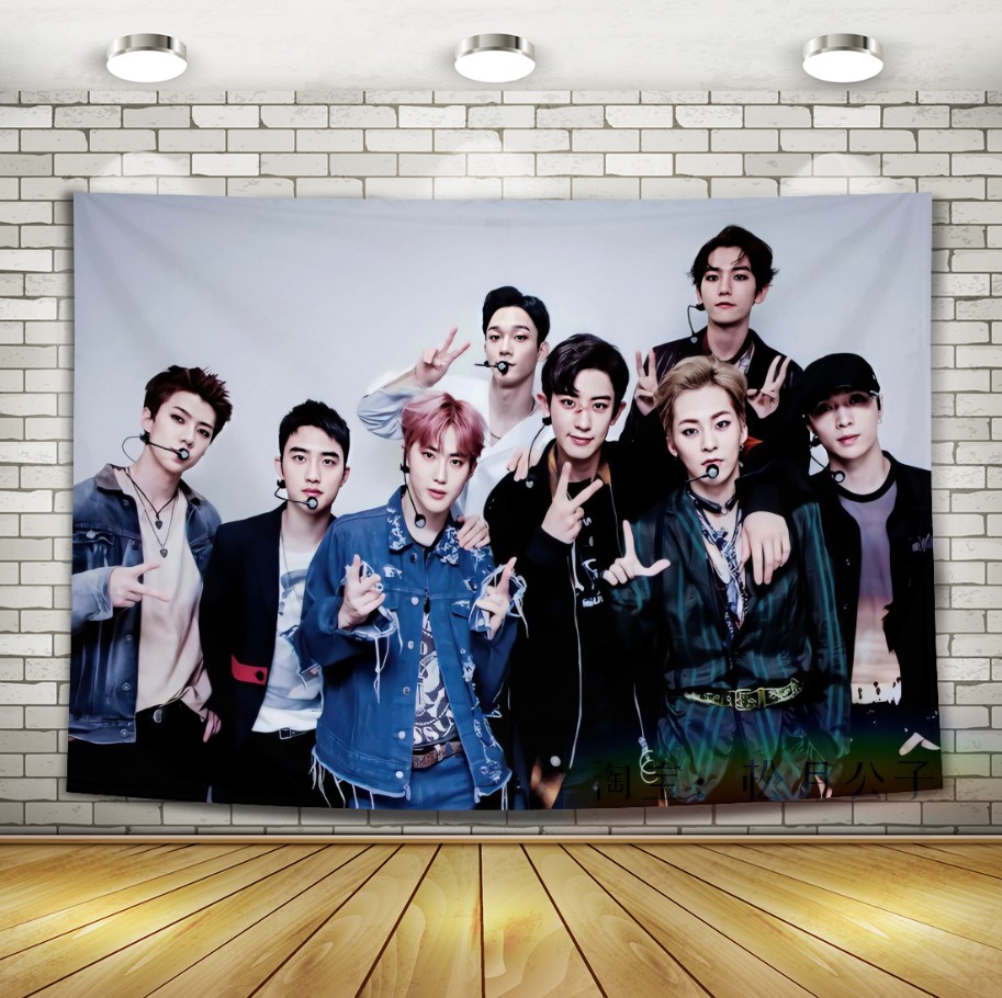 3EXO Park canlie Bian Boxian Wu Shixun Zhang Yixing Kris Hanging cloth Wall cloth Tapestry dormitory Background cloth decorate