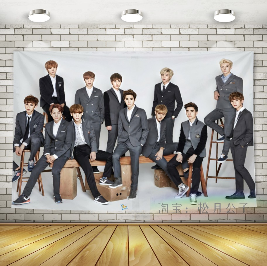 6EXO Park canlie Bian Boxian Wu Shixun Zhang Yixing Kris Hanging cloth Wall cloth Tapestry dormitory Background cloth decorate