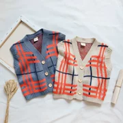 Mùa xuân và thu đông 2019 bé trai mới kẻ sọc đan áo len trẻ em phiên bản Hàn Quốc mặc áo len vest thủy triều - Áo ghi lê