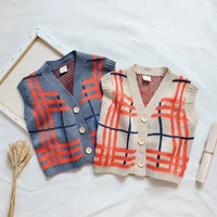 Mùa xuân và thu đông 2019 bé trai mới kẻ sọc đan áo len trẻ em phiên bản Hàn Quốc mặc áo len vest thủy triều - Áo ghi lê các mẫu gile đẹp cho bé
