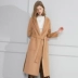 C + Áo khoác lông cừu hai mặt nữ 2018 mới len mùa đông dài lông cừu lạc đà áo khoác dài nữ Áo len lót đôi