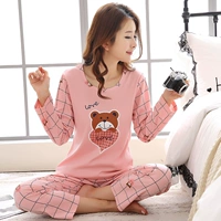 Bộ đồ ngủ nữ mùa xuân và mùa thu cotton dài tay phù hợp với mùa hè mỏng học sinh Hàn Quốc cộng với phân bón XL nữ mùa đông dễ thương thời trang mặc nhà 