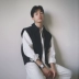 Chen Zhiwen vest vest nam phiên bản Hàn Quốc của xu hướng vest sinh viên vest gió vai giản dị không tay áo khoác dụng cụ - Dệt kim Vest áo vest nam body Dệt kim Vest